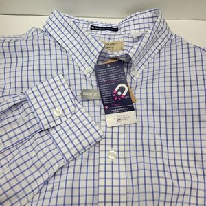 Duluth Trading Co. Shirt Men's 2XL Magnet Wrinkle Fighter Blue Plaid Magnaready